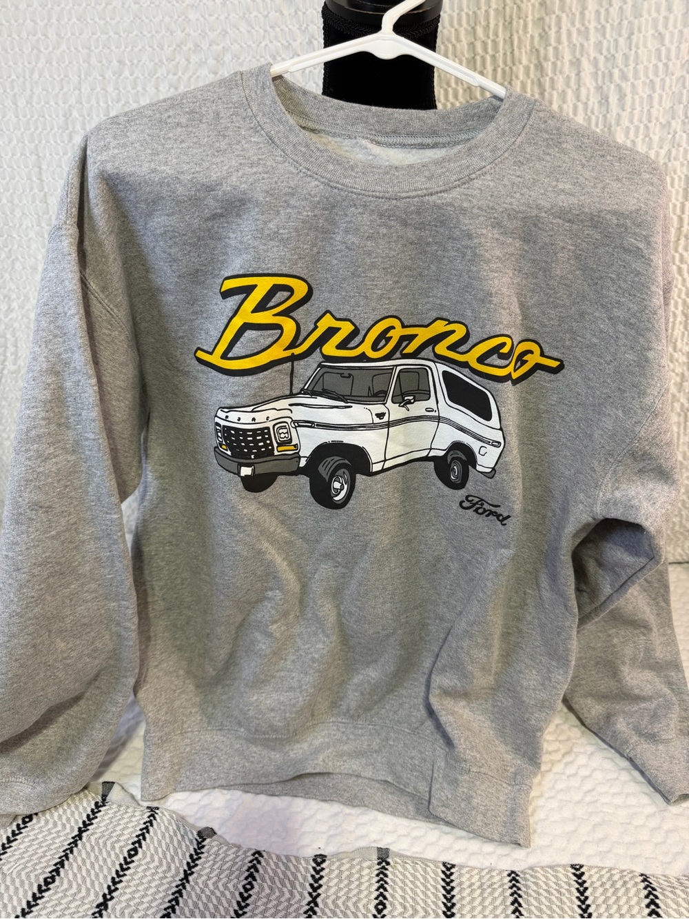 Ford Gray Bronco Graphic Crewneck Sweatshirt